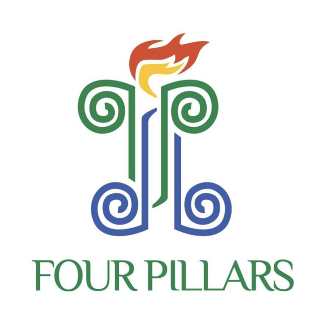 Four Pillars yoga studio logo.